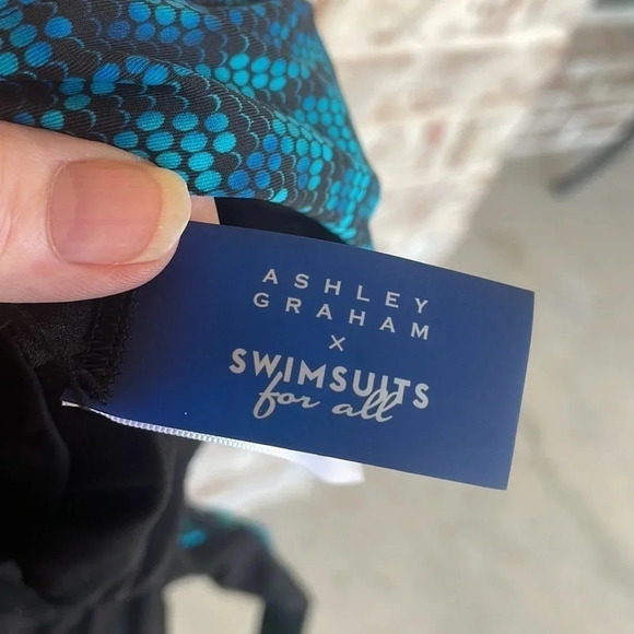 Swimsuits For All Turquoise Snakeprint One Piece Cut Out Lace Up Swimsuit - Picture 11 of 11